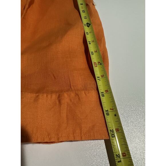 Lauren Ralph Lauren Orange Linen Button Down Popover 3/4 Sleeve Top Womens Sz L - Picture 9 of 10